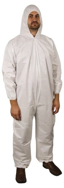 Non-Disposable Rain & Chemical-Resistant Coverall: White, Film Laminate MPN:DC-MP-4XL50W-EW