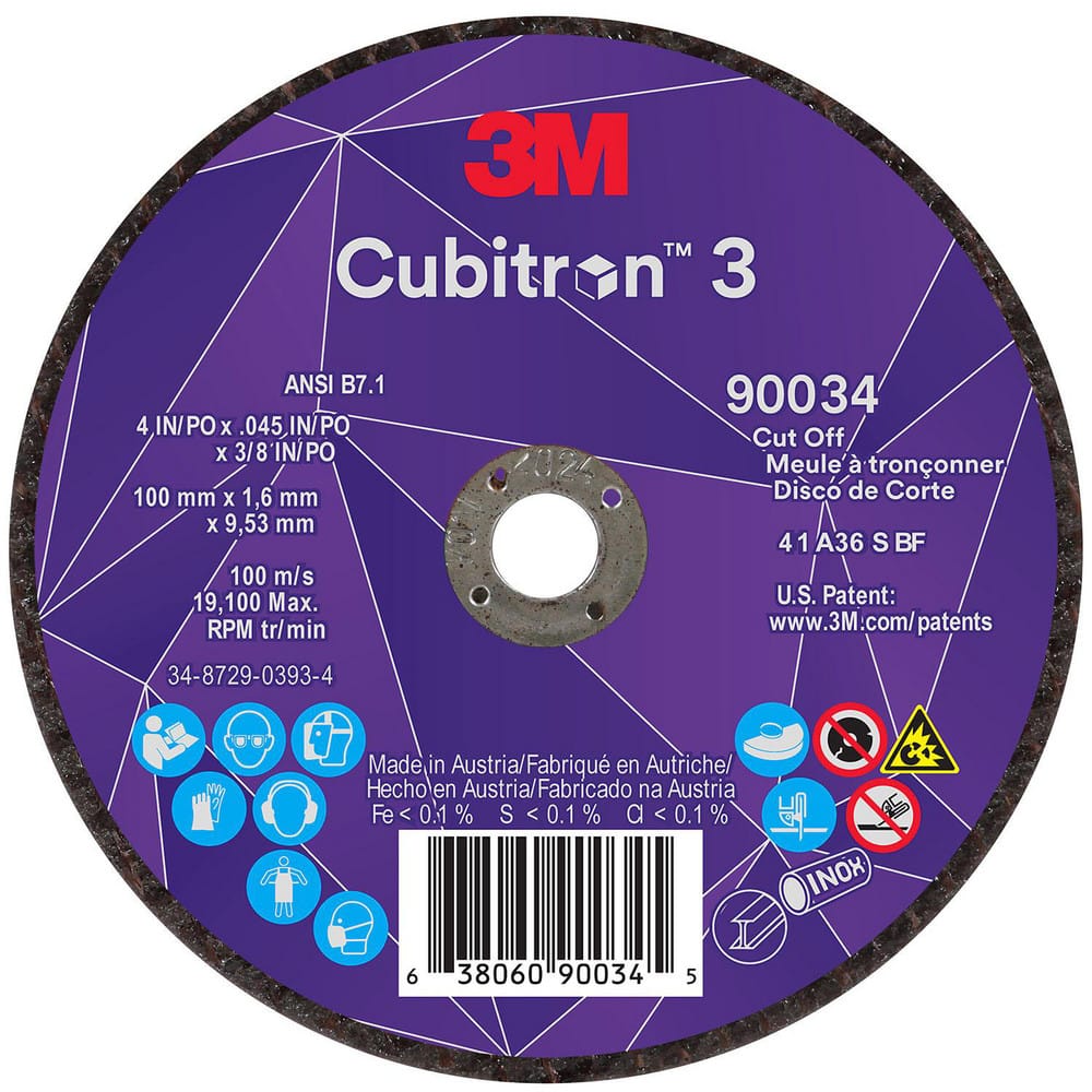 Cutoff Wheels, Wheel Diameter (Inch): 4 , Wheel Thickness (Decimal Inch): 0.0450 , Hole Size (Inch): 3/8 , Abrasive Material: Ceramic , Reinforced: Reinforced  MPN:7100304004