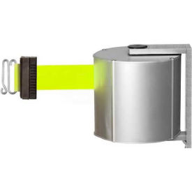 Lavi Industries JetTrac Wall Mount Retractable Belt Barrier 65' Neon Yellow Belt/S-Hook 50-5550/SA/FY/S