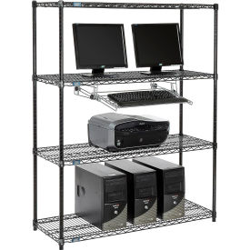 Nexel™ 4-Shelf Wire Computer LAN Workstation with Keyboard Tray 48