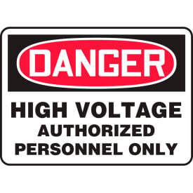 Accuform MELC135VS Danger Sign High Voltage Authorized Personnel Only 10