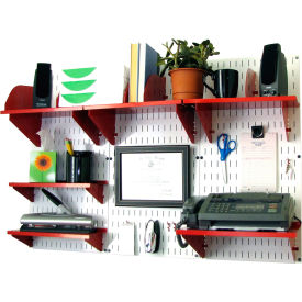 Wall Control Office Wall Mount Desk Storage and Organization Kit White/Red 48