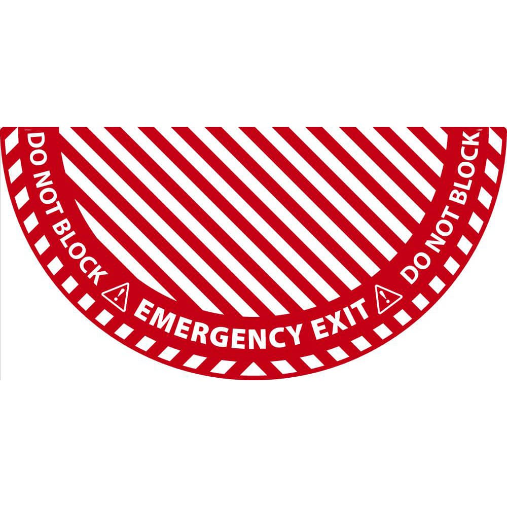 Exit, Entrance & Directional Adhesive Backed Floor Sign: Semi Round, ''EMERGENCY EXIT, DO NOT BLOCK'' MPN:WFSM102