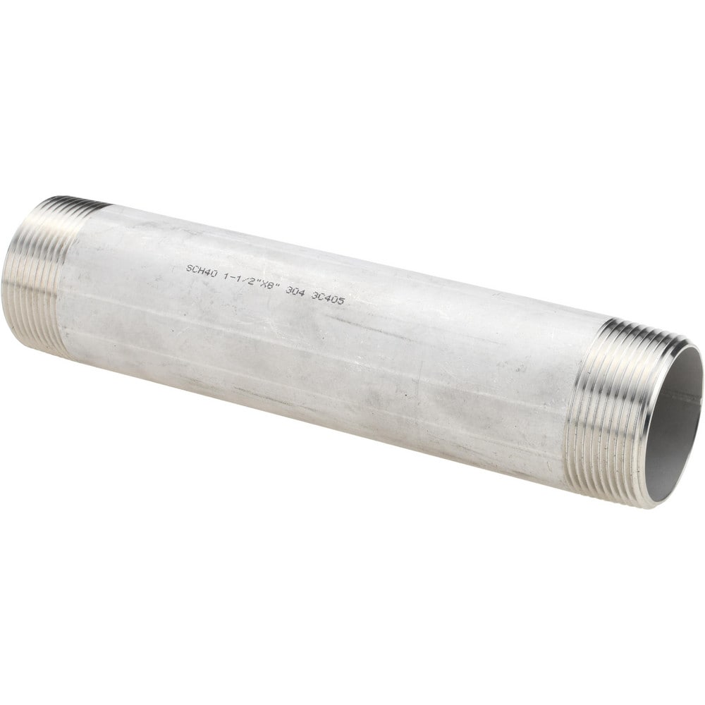 Stainless Steel Pipe Nipples & Pipe, Thread Style: Threaded on Both Ends , Schedule: 40 , Thread Standard: NPT  MPN:4BN11/2X8