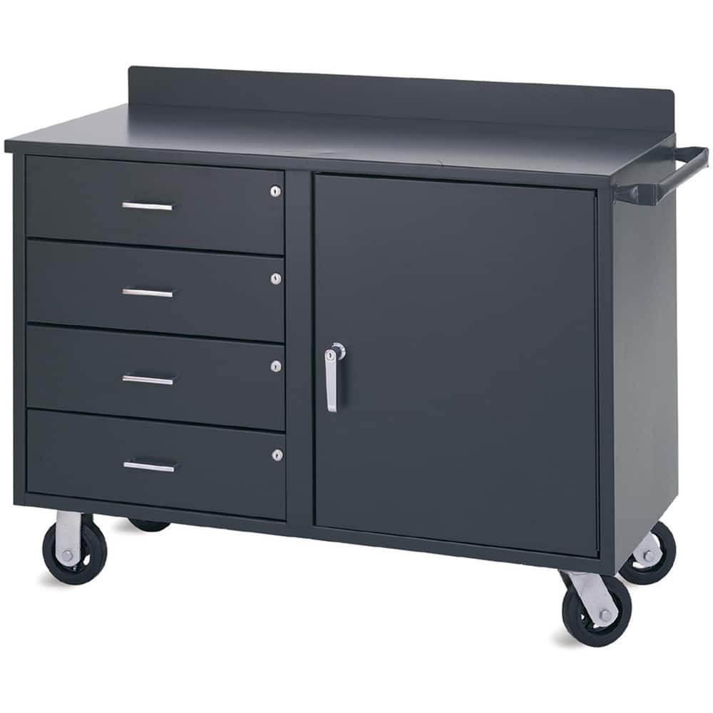 Mobile Work Benches, Bench Type: Industrial , Depth (Inch): 22 , Load Capacity (Lb. - 3 Decimals): 1400.000 , Color: Gray , Maximum Height (Inch): 36  MPN:F81834A7