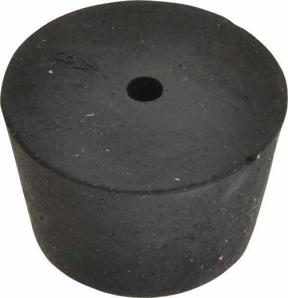 #8, 1-19/64 Small to 1-39/64 Large End Diam, Tapered Rubber Stopper with Hole MPN:ITRS-8-1H-BKN