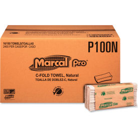 Marcal PRO Folded Paper Towels 1-Ply 12-7/8 x 10-1/8  Natural 150/Pack 16 Packs/Carton MRCP100N