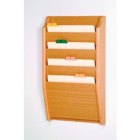 4 Pocket Chart Holder - Light Oak CH14-2LO