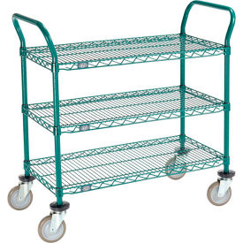 Nexel® Utility Cart 3 Shelf Poly-Green® 36