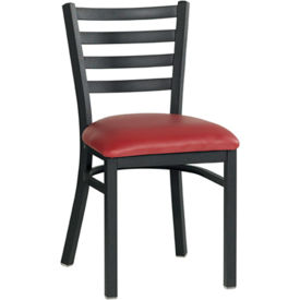 Vinyl Upholstered Restaurant Chair With Ladder Back - Burgundy - Pkg Qty 2 139BK-002