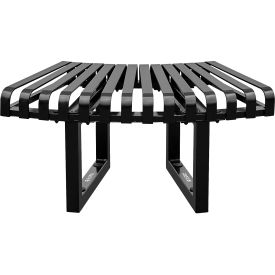 GoVets™ Outdoor Curved Bench Steel Slat 45° Single Unit Black 135BKS348