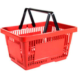 Versacart® Red Plastic Shopping Basket 22 Liter w/ Black Plastic Handle Pack Qty of 12 201-22L PH RED 12