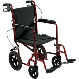 Lightweight Expedition Aluminum Transport Chair with Seat Belt Red Frame EXP19LTRD