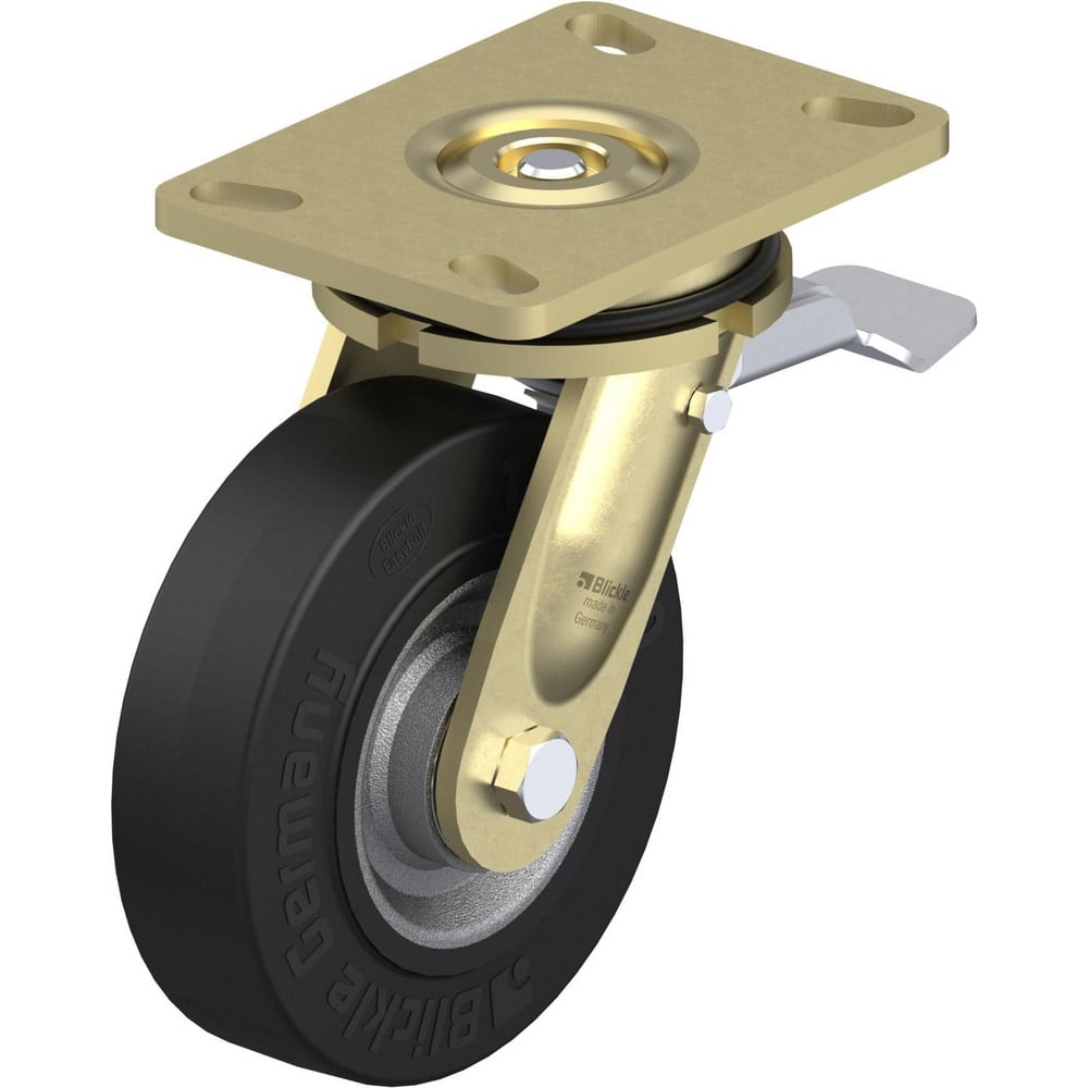 Top Plate Casters, Mount Type: Plate , Number of Wheels: 1.000 , Wheel Diameter (Inch): 6-5/16 , Wheel Material: Rubber , Wheel Width (Inch): 2  MPN:910519