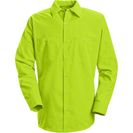 Red Kap® Enhanced Visibility Long Sleeve Work Shirt Fluorescent Yellow/Green Regular S SS14YERGS