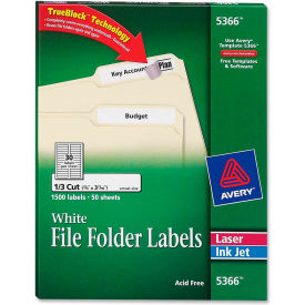 Avery® Permanent Self-Adhesive Laser/Inkjet File Folder Labels White 1500/Box 5366