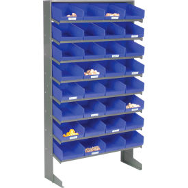 GoVets™ 8 Shelf Floor Pick Rack - 32 Blue Plastic Shelf Bins 8 Inch Wide 33x12x61 425BL603