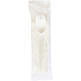 Boardwalk® Mediumweight School Cutlery Kit Napkin/Spork/Straw White 1000/Carton BWKSCHOOLKITPP