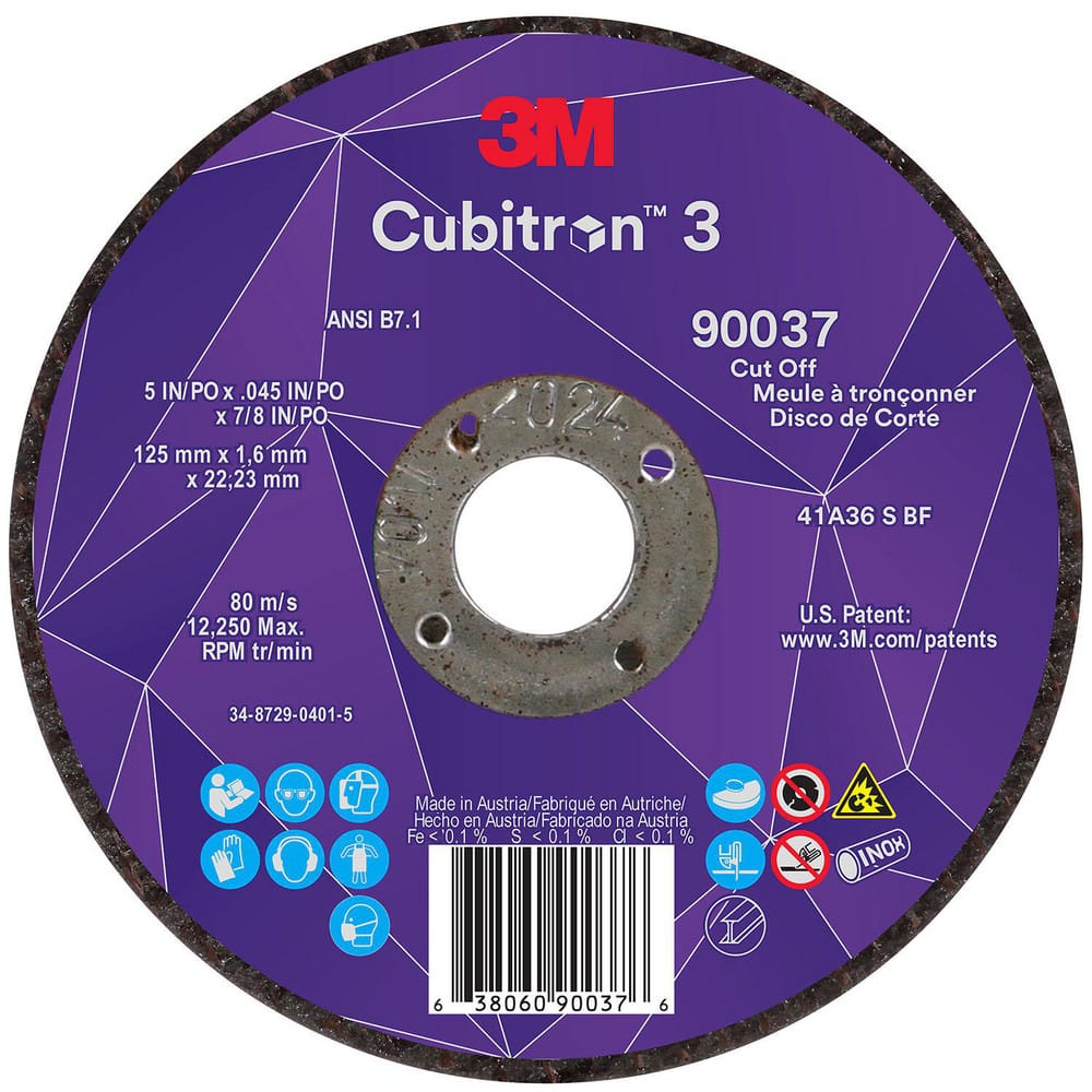 Cutoff Wheels, Wheel Diameter (Inch): 5 , Wheel Thickness (Decimal Inch): 0.0450 , Hole Size (Inch): 7/8 , Abrasive Material: Ceramic , Reinforced: Reinforced  MPN:7100304007