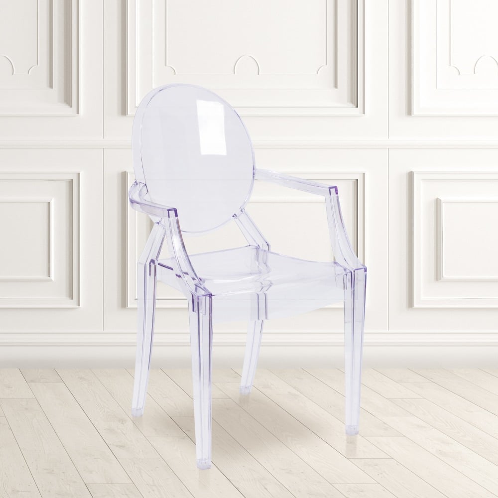 Flash Furniture Ghost Chairs With Arms, Clear, Pack Of 4 Chairs MPN:4FH124APCCLR