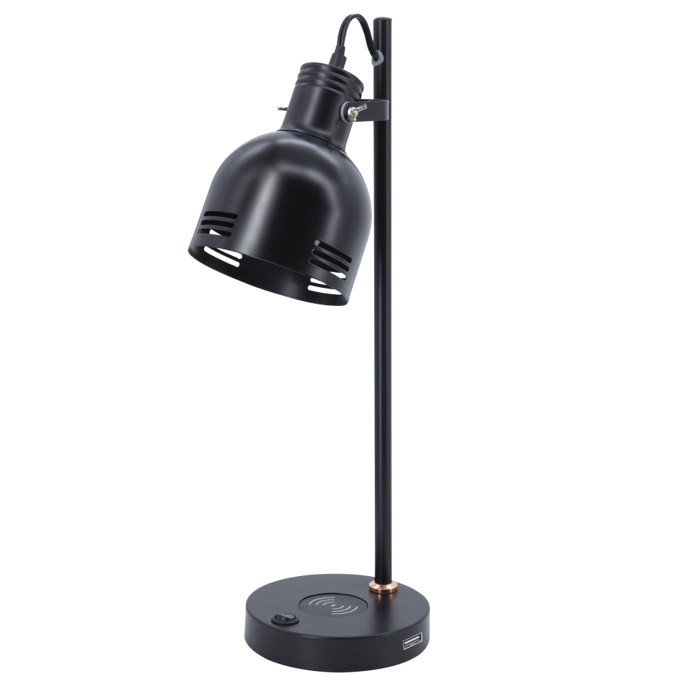 Realspace Brevins LED Desk Lamp With Wireless Charger And USB Port, 20-1/2inH, Black (Min Order Qty 2) MPN:RS250WBP