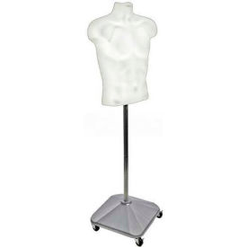 Approved 900500-WHT Plastic MaleTorso On Wheeled Plastic Base 60