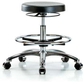 Blue Ridge Ergonomics™ Cleanroom Stool with Casters and Footring - Medium Bench Height - Black CLR-PMBSO-CR-CF-CC-BLK