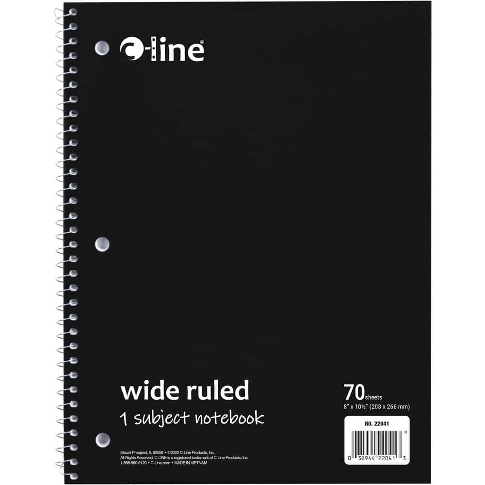 Note Pads, Writing Pads & Notebooks, Product Type: Wide Ruled Spiral-Notebook , Paper Color: White , Style of Rule: Wide , Cover Color: Black  MPN:22041-CT