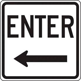 AccuformNMC™ Enter w/ Left Arrow Traffic Sign EGP Reflective Aluminum 18