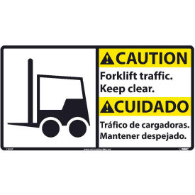 Bilingual Vinyl Sign - Caution Forklift Traffic Keep Clear CBA8P