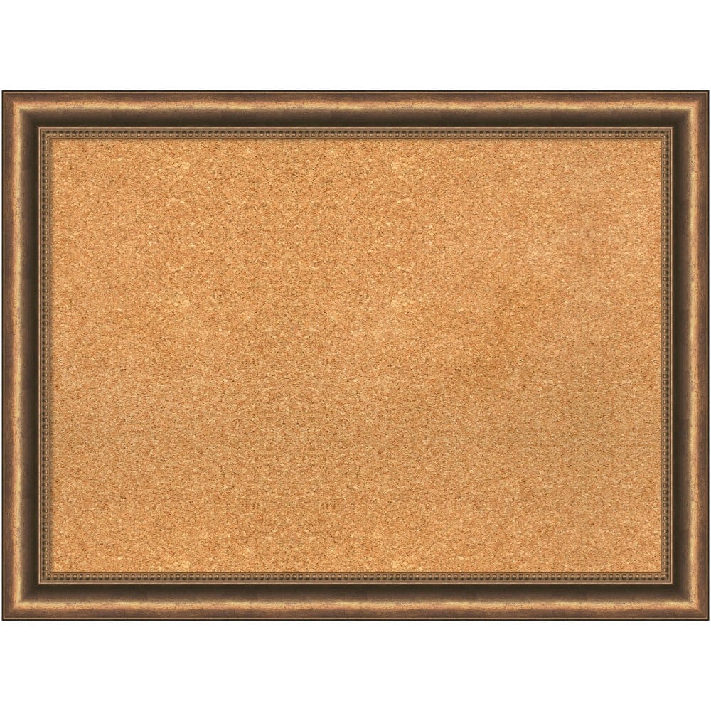 Amanti Art Manhattan Narrow Non-Magnetic Cork Bulletin Board, 32in x 24in, Natural, Bronze Wood Frame MPN:A42703979901