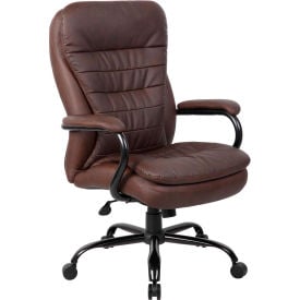 Boss Big and Tall Office Chair with Arms and Pillow Top - Leather - High Back - Brown B991-BB