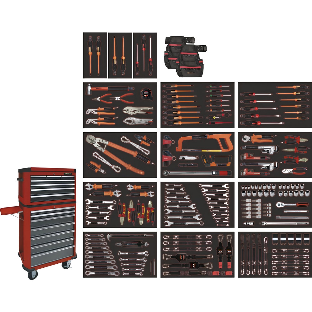 Combination Hand Tool Sets, Set Type: Antidrop Tools Set , Number Of Pieces: 207 , Measurement Type: Inch & Metric , Container Type: Roller Cabinet  MPN:AD591637