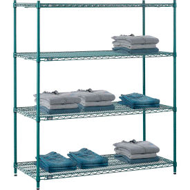 Nexel® 4 Shelf Poly-Green® Wire Shelving Unit Starter 54