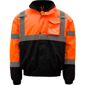 GSS Safety 8002 Class 3 Waterproof Quilt-Lined Bomber Jacket Orange/Black Large 8002-LG