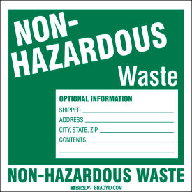 Brady® Hazardous Waste Vinyl Label Non-Hazardous Waste 6