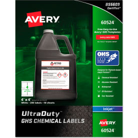 Avery® GHS Chemical Waterproof & UV Resistent Labels Inkjet 4