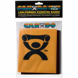 CanDo® Low Powder Exercise Band PEP™ Pack 4' Band Difficult - Black Silver Gold 10-5284