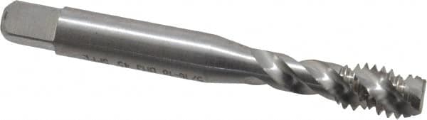 Spiral Flute Tap: 5/16-18, UNC, 3 Flute, Modified Bottoming, 3B Class of Fit, Powdered Metal, Bright/Uncoated MPN:40103-010