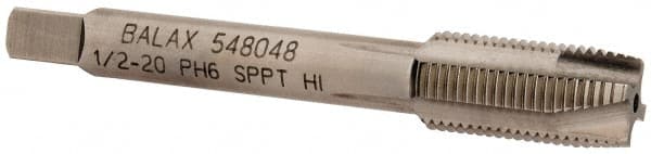 Spiral Point Tap: 1/2-20, UNF, 4 Flutes, Plug, Powdered Metal, Bright Finish MPN:30176-000