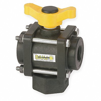 Poly Ball Valve 3-Way FNPT 3/4 in MPN:V075BL