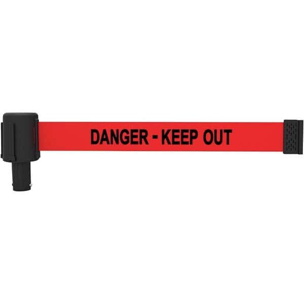 Wall-Mount Retractable Belt Barrier: Black & Red, 15' Belt Barrier Length MPN:PL4114