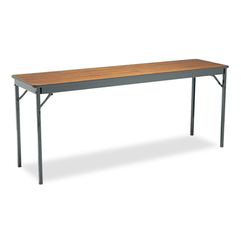 Barricks Special Size Folding Table, Rectangle, 72inH x 18inD, Black/Walnut MPN:CL1872WA