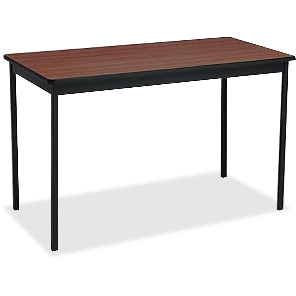 Barricks Utility Table - Laminated Rectangle, Walnut Top - Square Leg Base - 4 Legs - 48in Table Top Length x 24in Table Top Width x 0.75in Table Top Thickness - 30in Height - Assembly Required - Steel MPN:UT2448WA