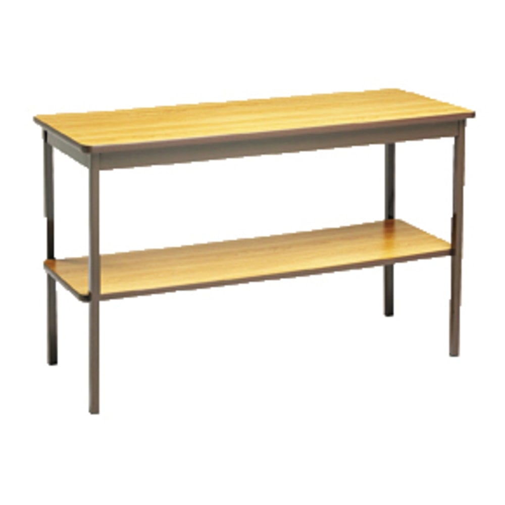 Barricks Utility Table With Bottom Storage Shelf, Rectangle, 48inW x 18inD x 30inH, Oak MPN:UTS1848LQ