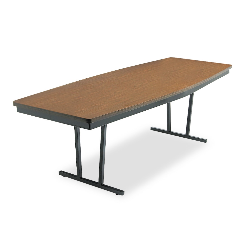 Barricks Foldable Conference Table - High Pressure Laminate (HPL) Boat, Walnut Top - 96in Table Top Length x 36in Table Top Width x 1.25in Table Top Thickness - 30in Height MPN:ECT368WA