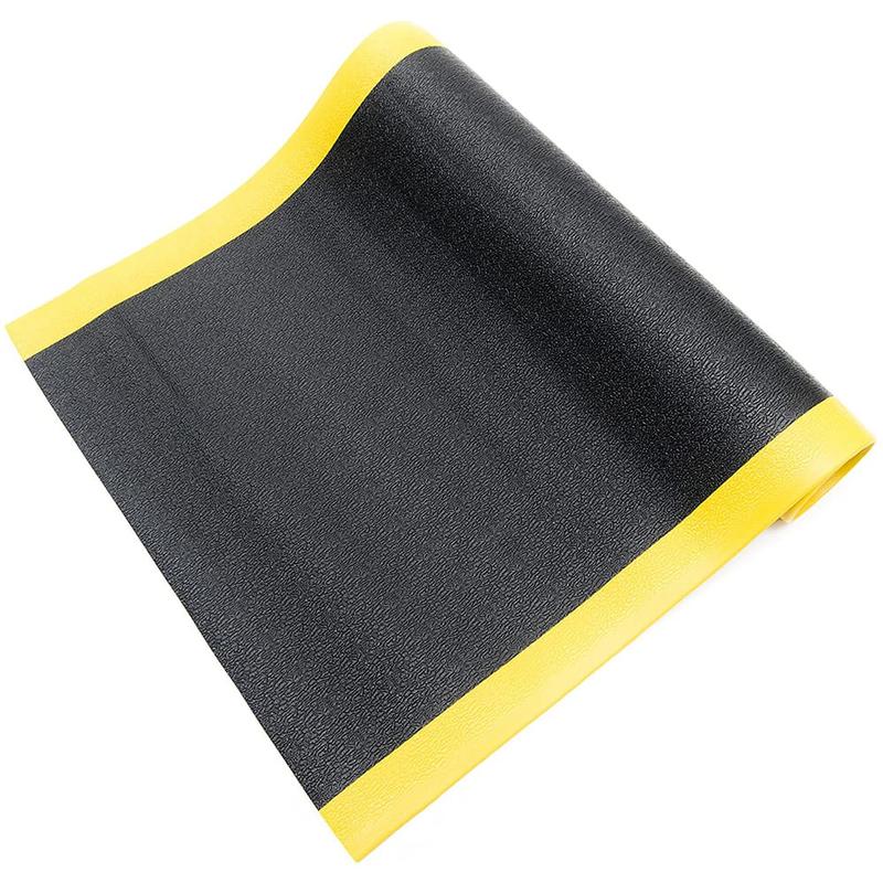 Anti-Fatigue Mat: 6' Long, 3' Wide, 3/8 Thick, Vinyl, Beveled Edges, Light-Duty MPN:AFTX38-3X6BLKYB