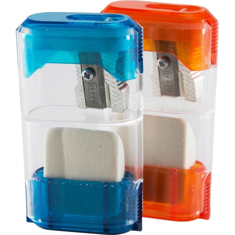 Baumgartens Trap Door Single-Hole Pencil Sharpener With Eraser, Assorted Colors (Min Order Qty 11) MPN:19550