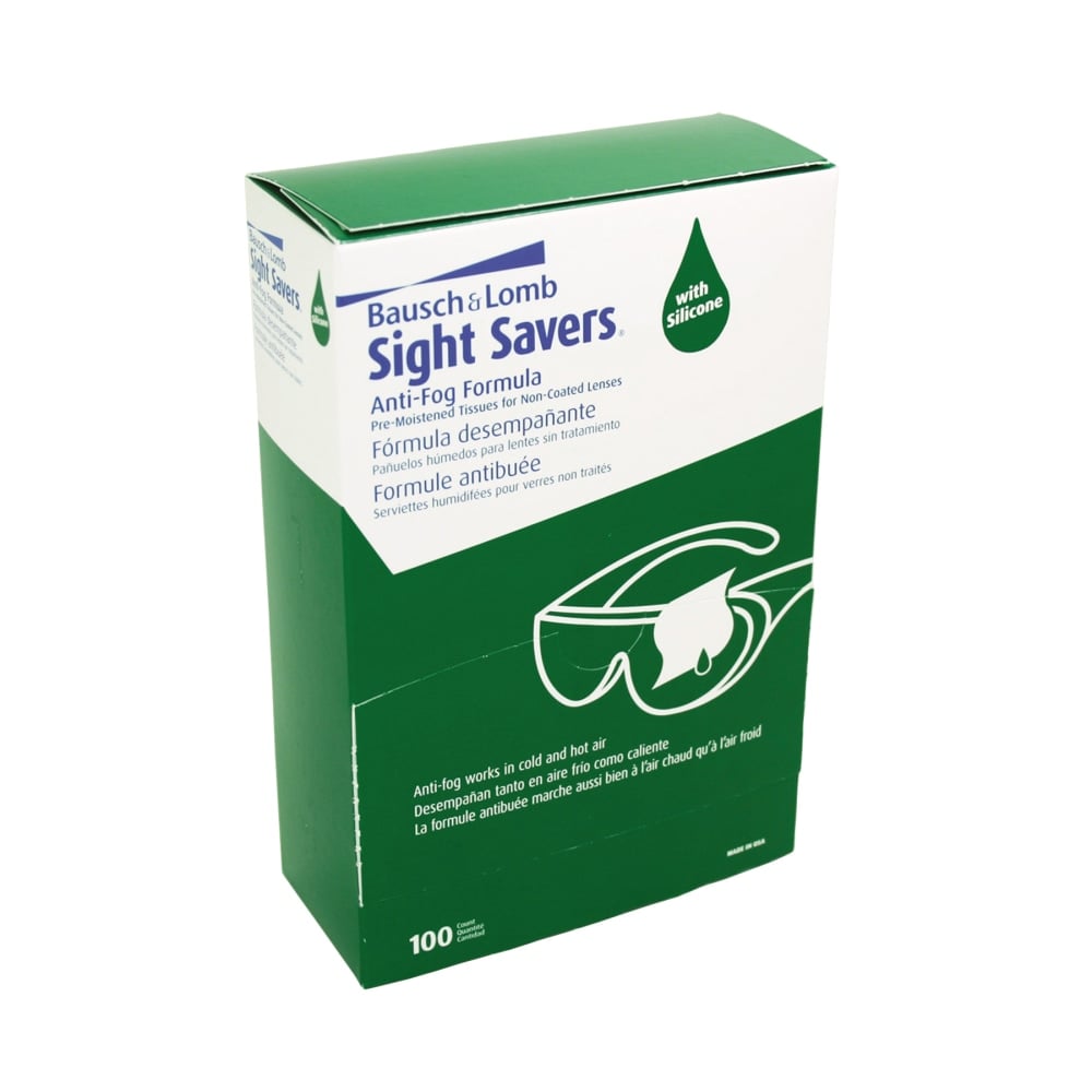 Bausch & Lomb Sight Savers Pre-Moistened Anti-Fog Tissues, 5 5/16in x 2 5/16in, Case Of 100 (Min Order Qty 4) MPN:8576