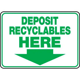 AccuformNMC™ Deposit Recyclables Here w/ Down Arrow Label Adhesive Vinyl 10